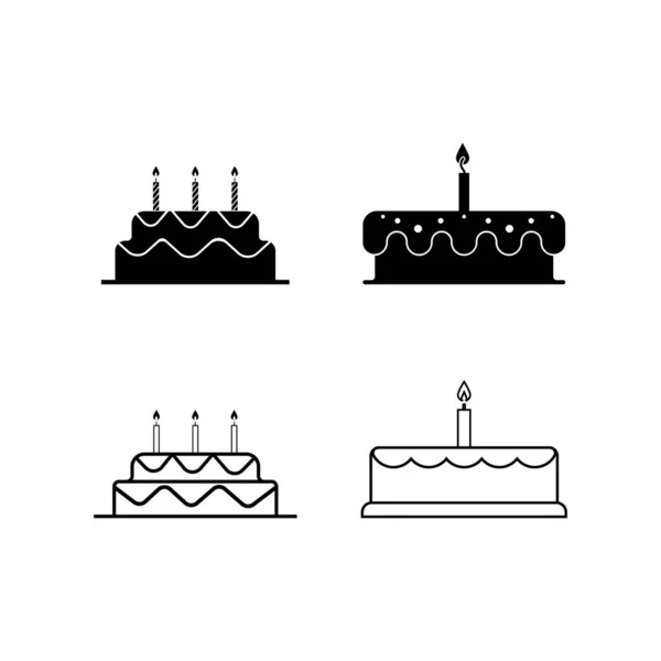 Gâteau Anniversaire Vecteur Icône Illustration Conception Simple — Image vectorielle