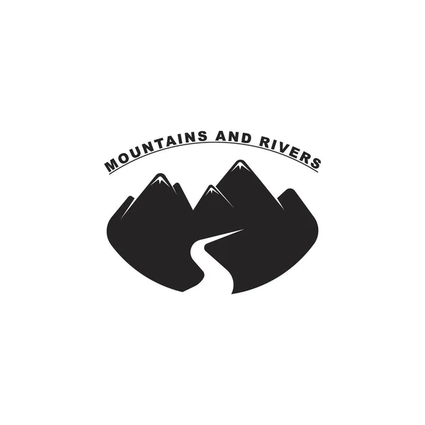 Montagna Fiumi Logo Vettore Illustrazione Modello Design — Vettoriale Stock