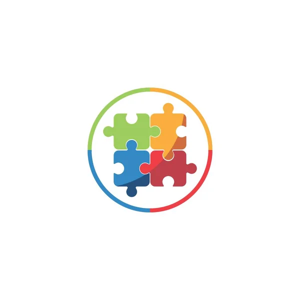 Puzzle Logo Vector Illustrazione Modello Design — Vettoriale Stock
