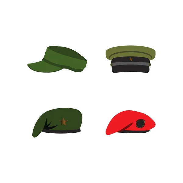 Ensemble Icônes Chapeau Militaire Dessin Logo Illustration Vectorielle — Image vectorielle