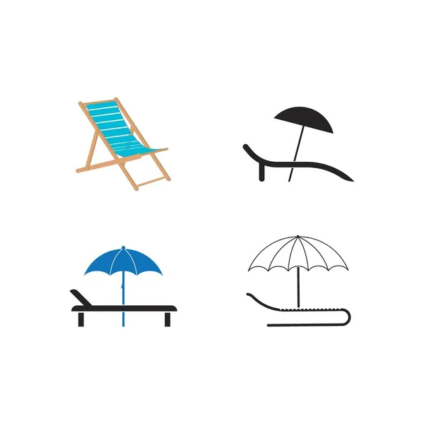 Conjunto Sillas Playa Tumbonas Iconos Diseño Logotipo Ilustración Vectorial — Vector de stock