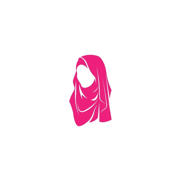 Muslimah Tesettür Logo Şablon Vektör Illüstrasyon Tasarımı — Stok Vektör