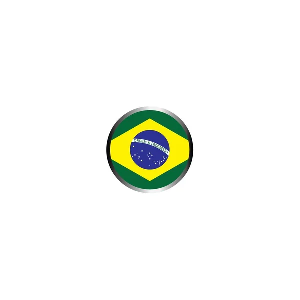 Brasil Bandeira Logotipo Vetor Ilustração Design Plano —  Vetores de Stock
