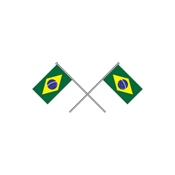 Brasil Bandeira Logotipo Vetor Ilustração Design Plano — Vetor de Stock