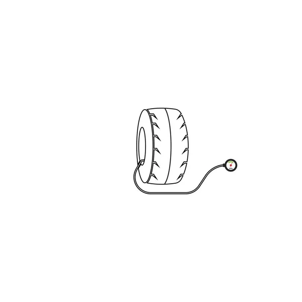 轮胎压力计图标 带有压力计图标设计的汽车车轮 — 图库矢量图片