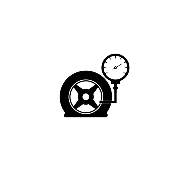 Bandenspanningsmeter Icon Car Wiel Met Manometer Illustratie Logo Ontwerp — Stockvector