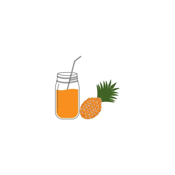 Ananas Suyu Simgesi Vektör Illüstrasyon Logosu Tasarımı — Stok Vektör
