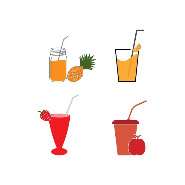 Frischer Fruchtsaft Icon Vector Illustration Logo Design — Stockvektor
