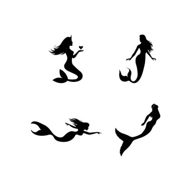 Denizkızı logo vektör çizim şablonu.