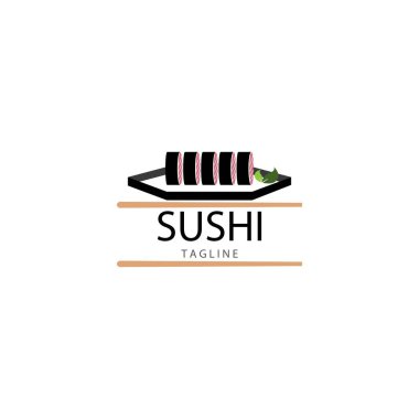 Japon gıda illüstrasyon tasarımı için Sushi logo şablonvektör simgesi