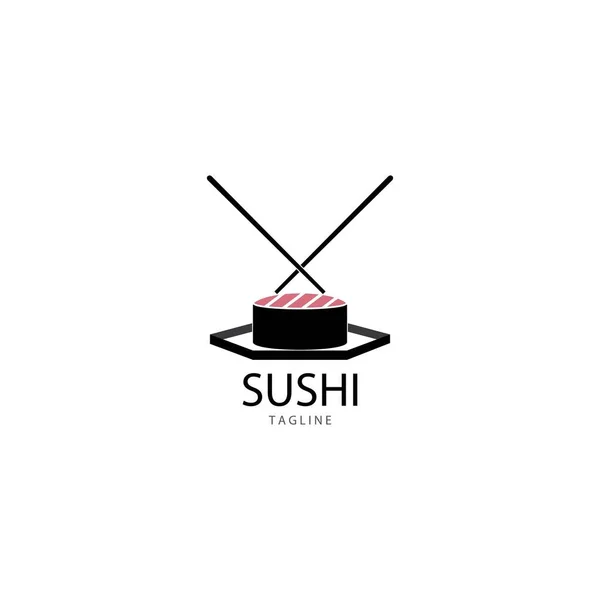 Japon gıda illüstrasyon tasarımı için Sushi logo şablonvektör simgesi