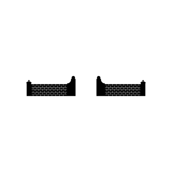 Płaska Ikona Ogrodzenia Czarny Piktogram Białym Tle Symbol Ilustracji Wektora — Wektor stockowy