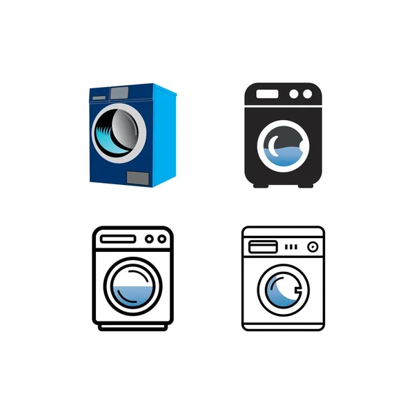 Çamaşır Makinesi Çamaşır Ikonu Vektör Illüstrasyon Şablonu Tasarımı — Stok Vektör