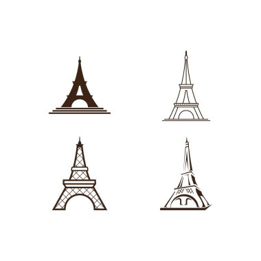 Paris 'teki Eyfel Kulesi. Beyaz arkaplanda izole edilmiş, vektör tasarımı.
