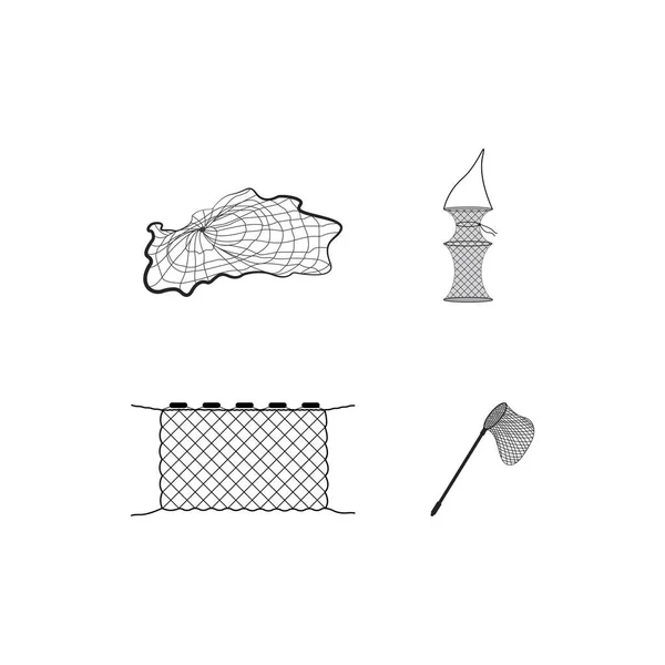 Pesca Net Ícone Vetor Ilustração Modelo Design —  Vetores de Stock