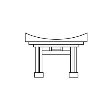 Torii Kapı simgesi, Japon medeniyetinin sembolü, vektör çizim şablonu