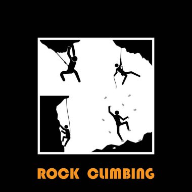 kaya tırmanışı ikonu vektör illüstrasyon logo şablonu