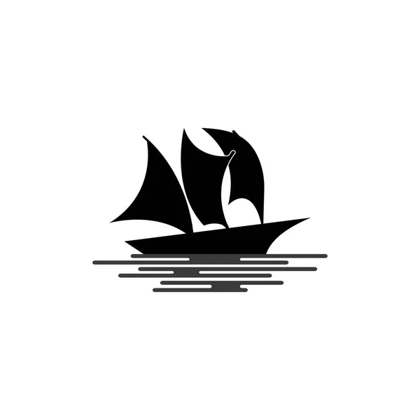 Bateau Voile Icône Vectoriel Illustration Symbole Conception — Image vectorielle