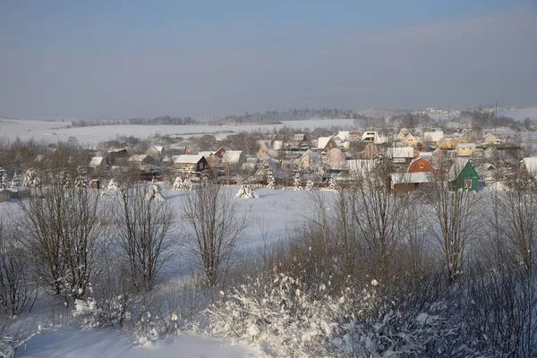 Panorama Cresta Klin Dmitrovsky Con Aldeas Invierno Día Soleado Distrito — Foto de Stock
