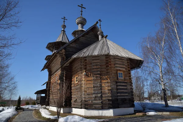 Древний Деревянный Храм Благовещения Пресвятой Богородицы Благовещение Двор Троицы Сергиевой — стоковое фото