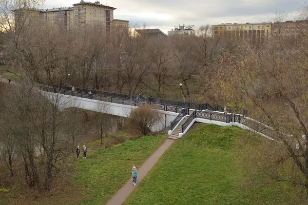 Kilátás Aqueduct Park Hídra Rostokino Vízvezetékből Ősszel Moszkva Oroszország — Stock Fotó