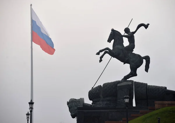 Moscow Russia November 2021 Statue George Victorious Foot Main Victory — Stock Photo, Image
