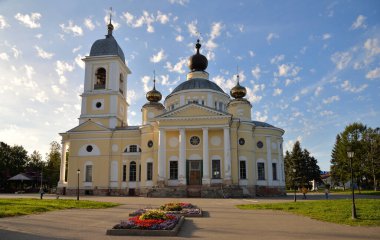 Myshkin, Yaroslavl region, Russia, 03 September, 2020:  Assumption Cathedral early 19th century