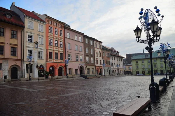 Cracovia Polonia Diciembre 2018 Antiguos Edificios Calle Swietego Krzyza Casco —  Fotos de Stock