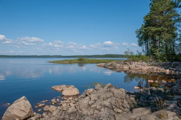 Rocky Shore Lake Panozero Sunny Summer Day Karelia Russia — Stock Photo, Image