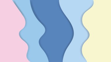 Pankart, arkaplan, poster ya da web sitesi tasarımı 3D görüntüleme, çoklu katman kağıt kesim vektör illüstrasyonuyla soyut yumuşak pembe ve mavimsi yaz arkaplanı