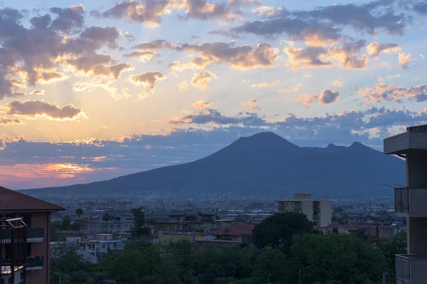 Angri Italy View South East Side Mount Vesuvius Sunset Town — Stock Photo, Image