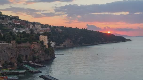 Сорренто Італія Відео Сповільнення Часу Від Заходу Сонця Ночі Увімкненим — стокове відео