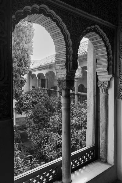 알람브라에 타워의 Granada Spain Black White Picture Arabian Memories — 스톡 사진