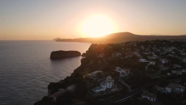 Solen Gömmer Sig Bakom Berget Cap Nao Alicante Spanien — Stockvideo
