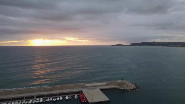 Повітряні Краєвиди Порту Сабіа Похмурий День Коста Бланка Аліканте Іспанія — стокове відео