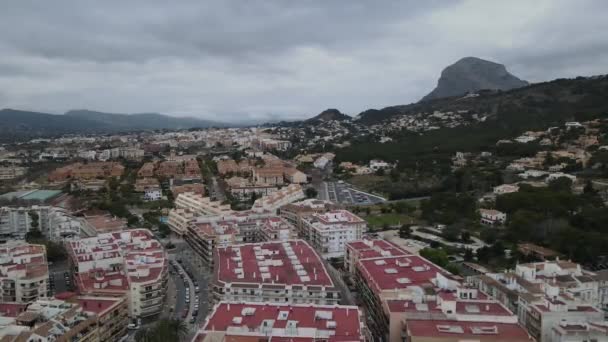 西班牙阿利坎特 科斯塔布兰卡 萨比亚港口 多云天的空中景观 — 图库视频影像