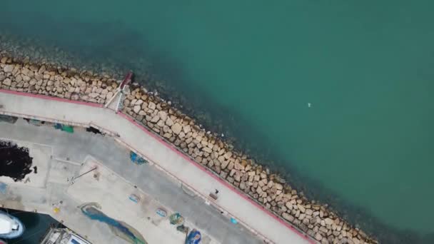 西班牙阿利坎特 科斯塔布兰卡 萨比亚港口 多云天的空中景观 — 图库视频影像