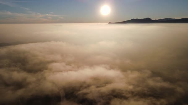 Захід Сонця Кумре Дель Соль Туман Ховає Горизонт Берегову Лінію — стокове відео
