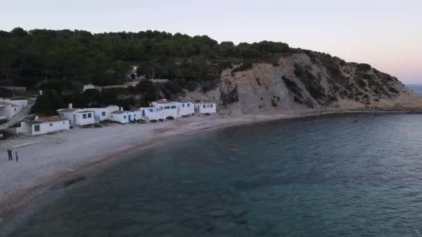 Aerial Views Cala Granadella Cloudy Day December 2021 — Stock Video