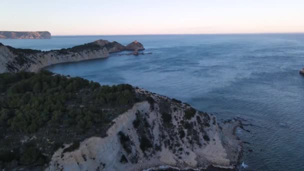 Aerial Views Cala Granadella Cloudy Day December 2021 — Stock Video