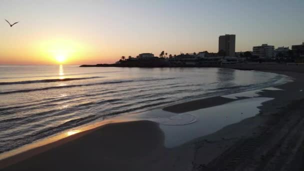 Dag Begint Het Strand Uitzicht Vanuit Lucht Vanaf Playa Del — Stockvideo