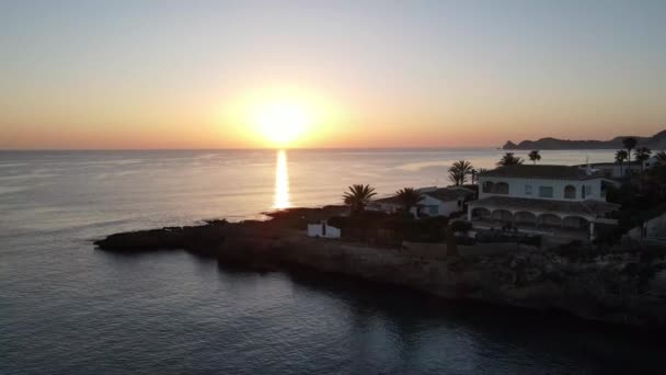 Nap Parton Kezdődik Aerial Views Playa Del Arenal Javea Marina — Stock videók