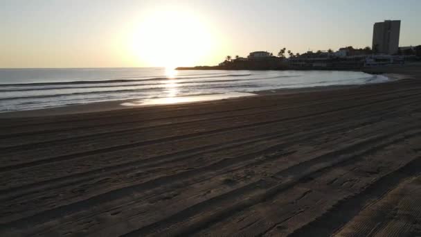 Día Comienza Playa Vistas Aéreas Desde Playa Del Arenal Javea — Vídeos de Stock