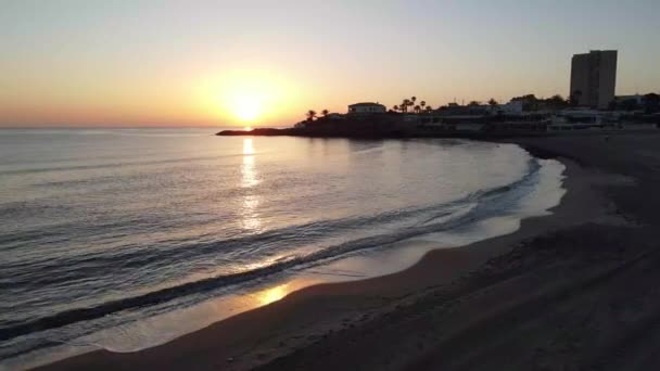 Dag Begint Het Strand Uitzicht Vanuit Lucht Vanaf Playa Del — Stockvideo