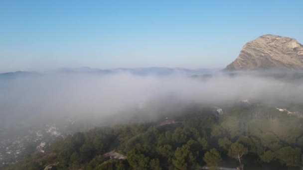 Día Niebla Javea Bay Vistas Aéreas Los Molinos Javea Costa — Vídeo de stock