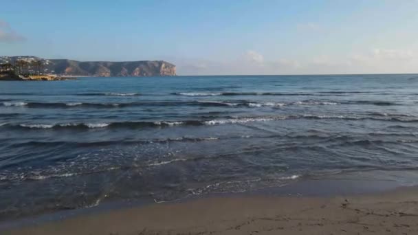 Egy Napsütéses Nap Arenal Beach Légi Kilátás Javea Öbölre — Stock videók