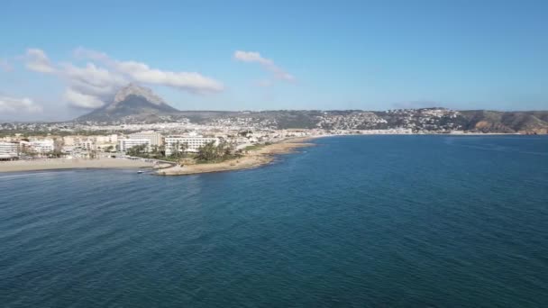 Dia Sol Praia Arenal Vista Aérea Baía Javea — Vídeo de Stock