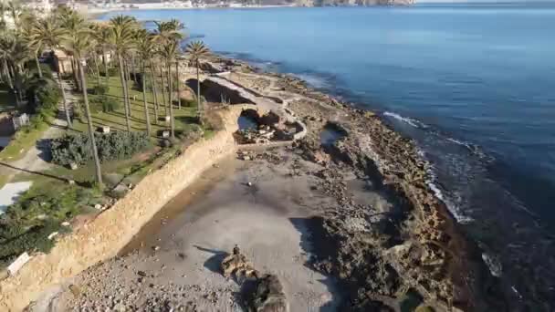 Dia Sol Praia Arenal Vista Aérea Baía Javea — Vídeo de Stock