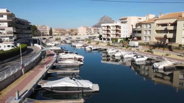 Dia Sol Praia Arenal Vista Aérea Baía Javea — Vídeo de Stock