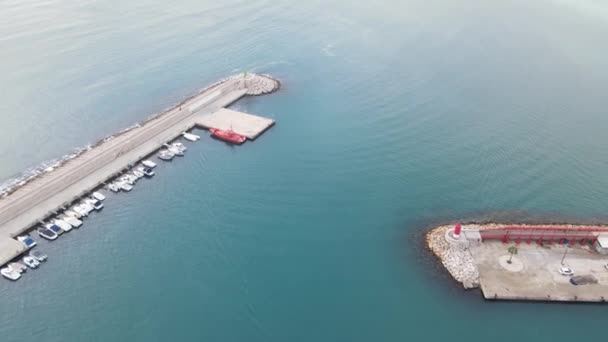 Ist Ein Trüber Tag Auf Dem Hafen Von Javea Luftaufnahmen — Stockvideo